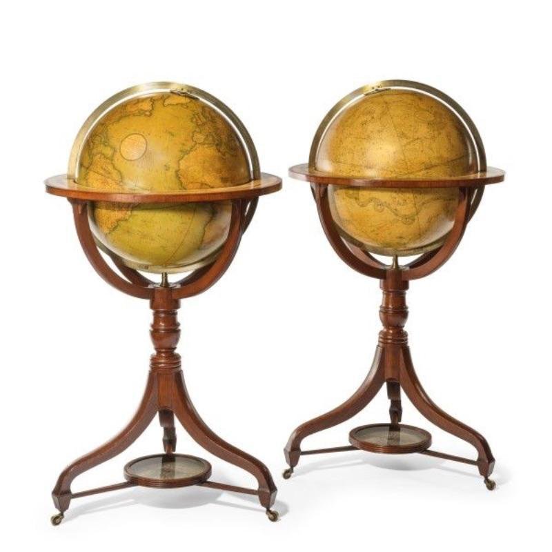 Fine Pair of Cary’s 18” Floor Standing Library Globes
