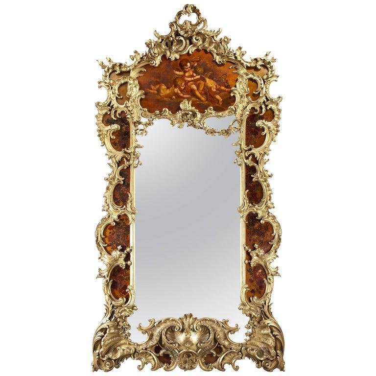 Large Giltwood & Vernis Martin Mirror