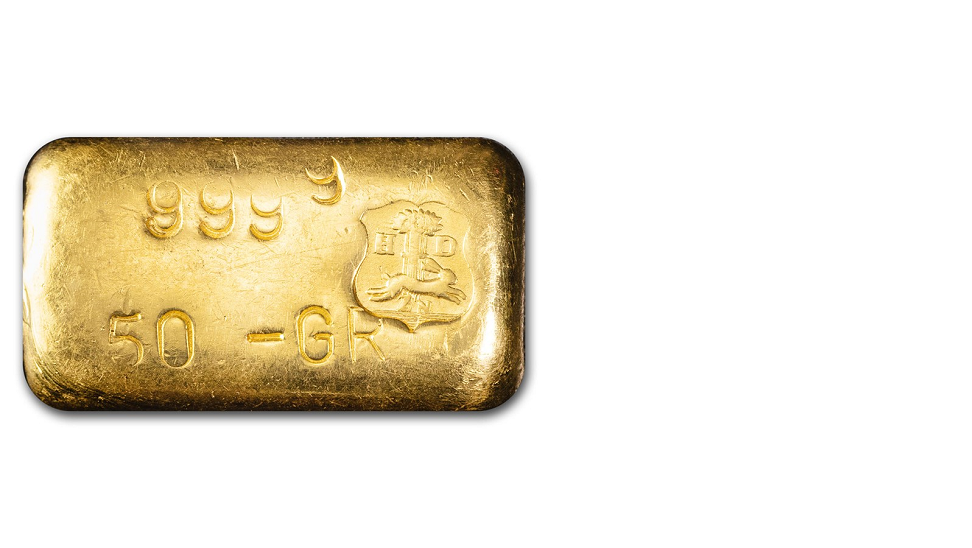 50 gram Gold Bar - Drijfhout Refinery Vintage, Poured