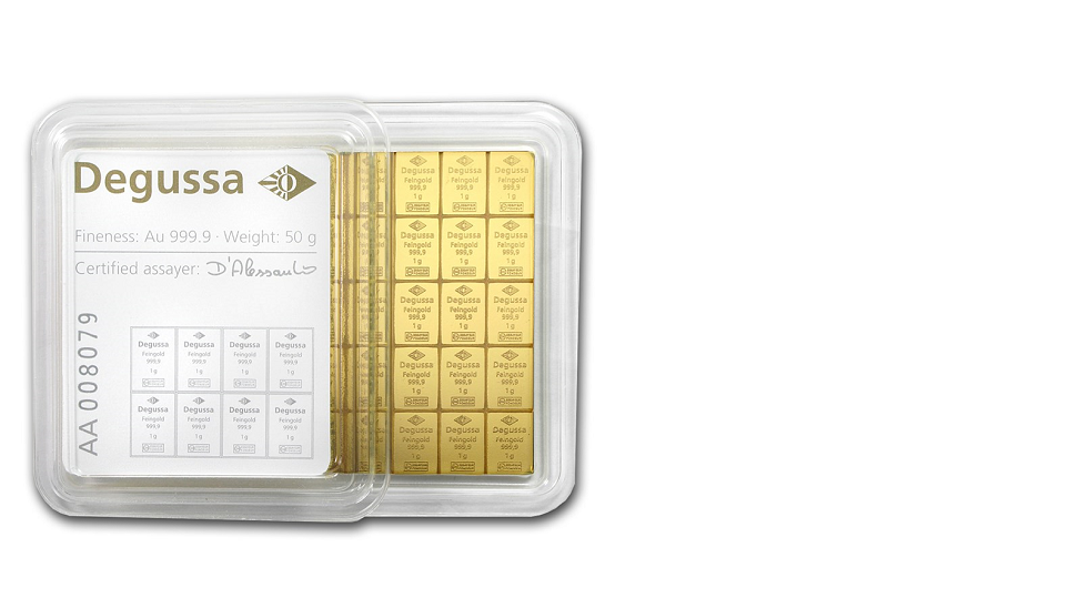 50x 1 gram Gold CombiBar™ - Degussa In Assay